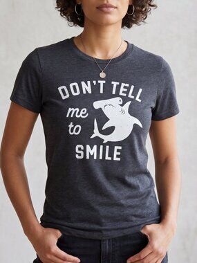 NWOT | Crazy Dog Don't Tell Me To Smile Hammerhead Shark Graphic Tee - Medium